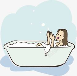卡通插图泡澡的女孩素材