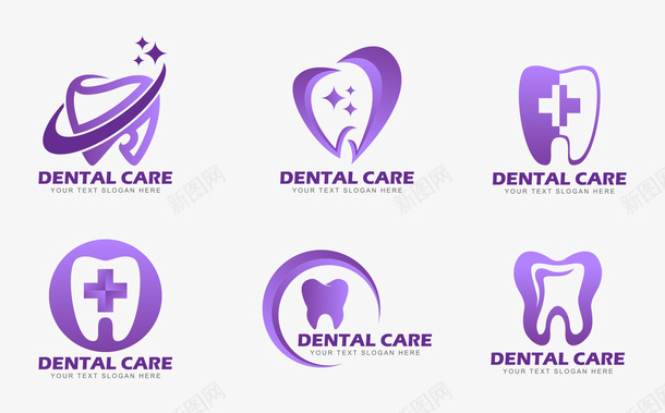 口腔诊疗一组口腔牙齿logo矢量图图标图标