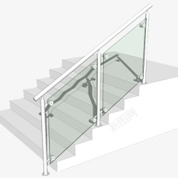 立体楼梯不锈钢玻璃栏杆素材