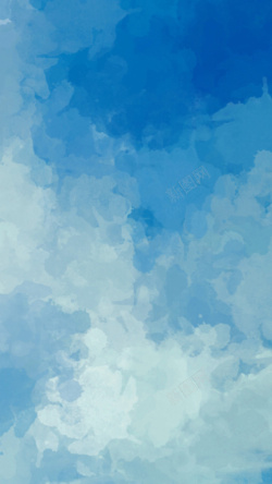 水睡袋彩插画蓝色水彩白云手机端H5背景高清图片