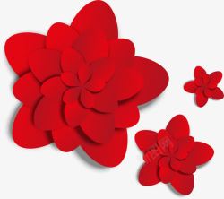 红色剪纸花朵素材