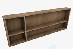 棕色长条形格子墙柜素材