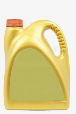 金黄色带提手和贴纸的机油塑料瓶素材