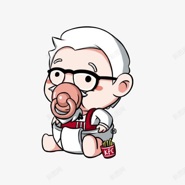 吃安抚奶嘴的卡通肯德基老爷爷png免抠素材_88icon https://88icon.com KFC 卡通 可爱 安抚奶嘴 手绘 标志 老爷爷 肯德基 肯德基标志 薯条