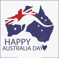 AustraliaDay澳大利亚日袋鼠地图矢量图高清图片