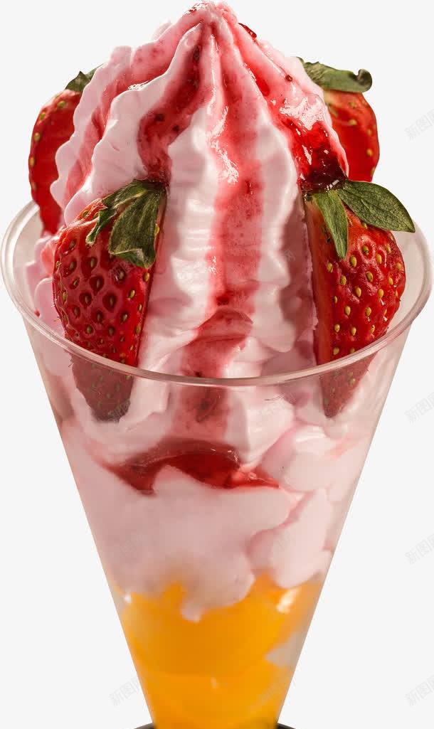 高脚杯里的冰淇淋png免抠素材_88icon https://88icon.com PNG 冰淇淋 草莓 高脚杯
