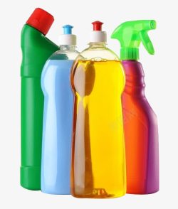 透明的清洁剂瓶装各种清洁剂高清图片