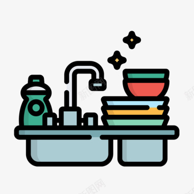 水龙洗碗清洁图标图标