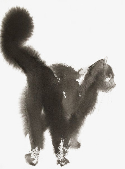 水墨猫咪灵活姿态的水墨猫咪高清图片
