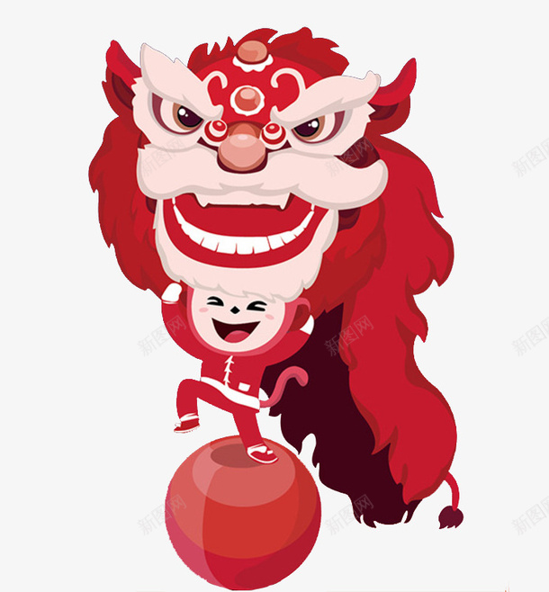 中国风舞狮子男孩图png免抠素材_88icon https://88icon.com 中国风 卡通 喜庆的 红色的 绣球 舞狮子 高兴的