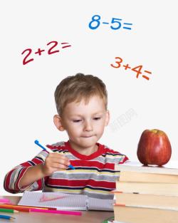 数学作业可爱儿童做作业算算数高清图片
