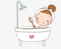 洗澡女孩卡通素材