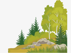 水彩环保林木手绘园林植物景观树矢量图素材