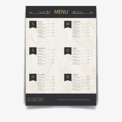西式餐馆菜单金色花纹餐厅菜单矢量图高清图片