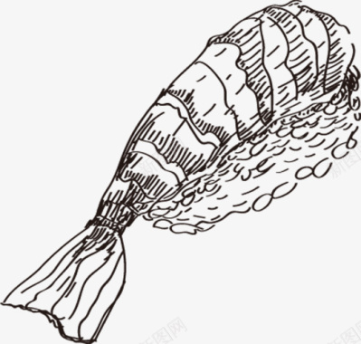 寿司军舰简笔画手绘日本料理大虾寿司图标图标