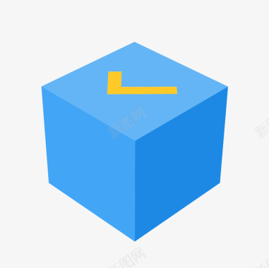 蓝色立体时间盒子元素图标图标