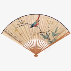 古典工笔画古典花鸟折扇高清图片