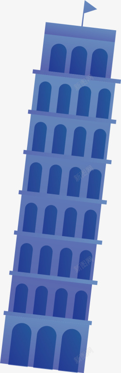 意大利标志性蓝色的比萨斜塔矢量图高清图片