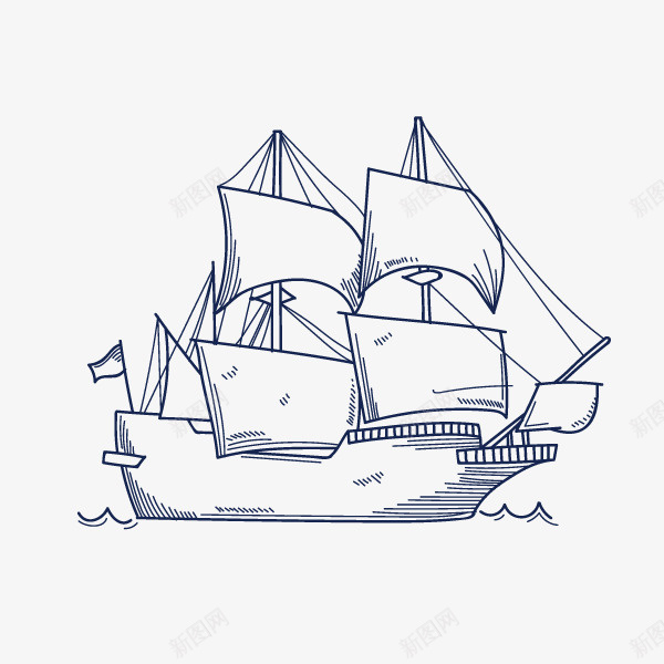 扬帆远航的船素描画png免抠素材_88icon https://88icon.com 大海 帆船 手绘图 素描画 航行 船只 船帆