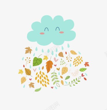 绿色PNG爱笑的下雨的云朵的作用图标图标