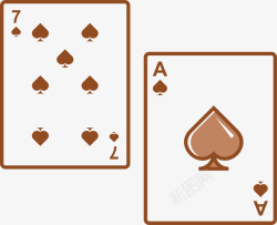 K源尺寸扑克牌卡通扁平魔术扑克牌黑7黑A矢量图高清图片