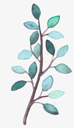 手绘装饰绿植树叶插画素材