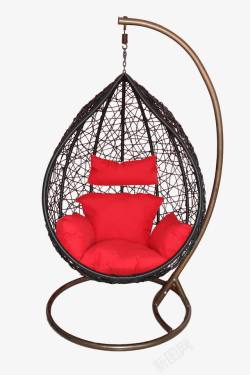 黑色椭球形红色垫吊篮椅素材