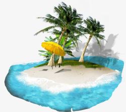 海滩椰树太阳伞元素素材