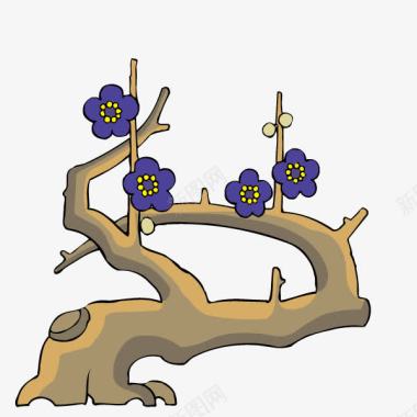 蓝色梅花树图标图标