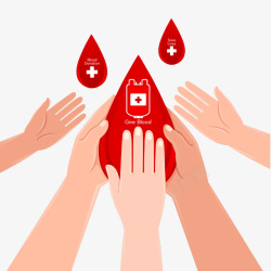 献血的手手捧血滴创意插画高清图片