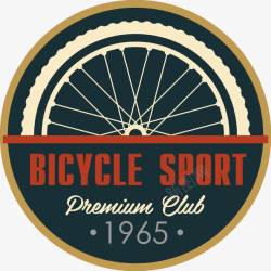 欧洲旧式自行车轮胎主题圆形邮票矢量图素材