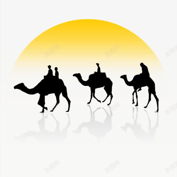 夕阳西下的骆驼剪影png免抠素材_88icon https://88icon.com 元素 剪影 卡通 日落 骆驼