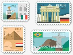 彩色旅游纪念邮票素材