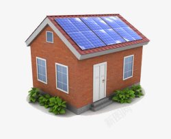 房屋屋顶房屋上铺盖的太阳能板子高清图片