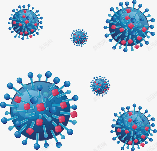 蓝色球状细菌病毒png免抠素材_88icon https://88icon.com 有害细菌 球状细菌 病毒 矢量png 细菌 蓝色病毒