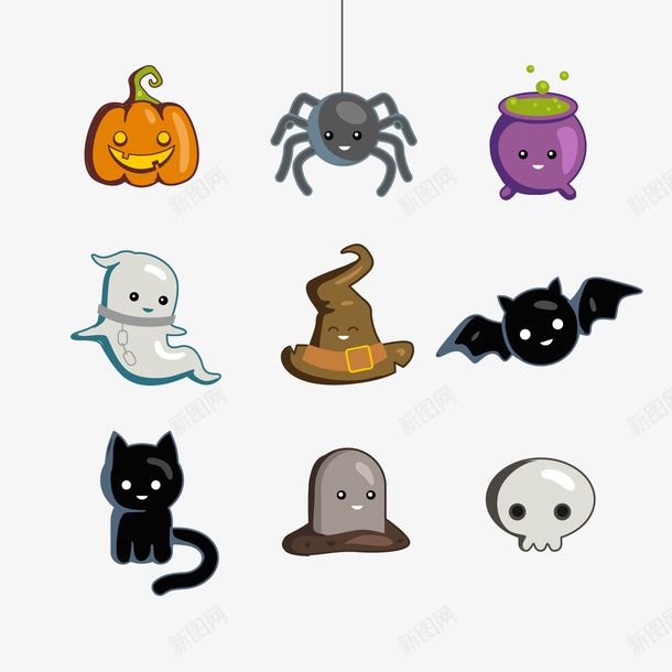 万圣节小贴纸png免抠素材_88icon https://88icon.com 万圣节 帽子 猫咪 蜘蛛 蝙蝠 贴纸