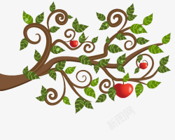 装饰插图树与苹果素材