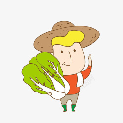 卡通农民伯伯抱着大白菜素材