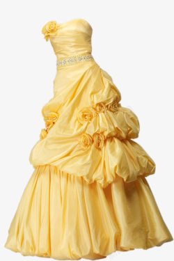 黄色晚礼服黄色晚宴裙子高清图片