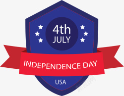 蓝色盾牌美国独立日矢量图素材