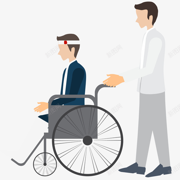 医生和坐轮椅的病人插画矢量图ai免抠素材_88icon https://88icon.com 医生和坐轮椅的病人插画 医院 头部受伤 病人 矢量图 轮椅 重伤 骨折