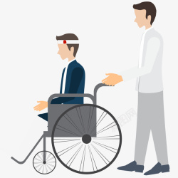 骨折病人医生和坐轮椅的病人插画矢量图高清图片