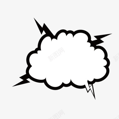 科技信息框闪电云朵图标图标