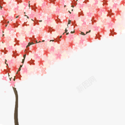 梦幻手绘樱花树素材