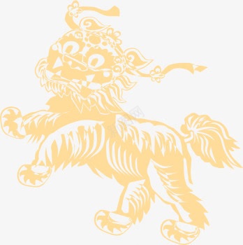 舞狮png免抠素材_88icon https://88icon.com 中国民间艺术 剪纸技术 手绘狮子 金色剪纸