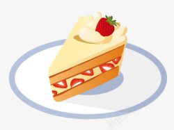 切块草莓芝士三角形切块水果蛋糕手绘蛋糕高清图片