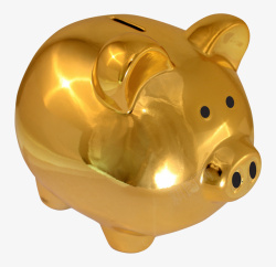 闪亮的金色小猪存钱罐素材