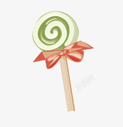 浅绿色蝴蝶结带蝴蝶结的棒棒糖手绘高清图片