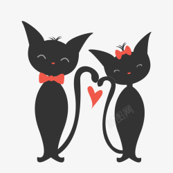 卡通可爱的猫咪情侣矢量图素材