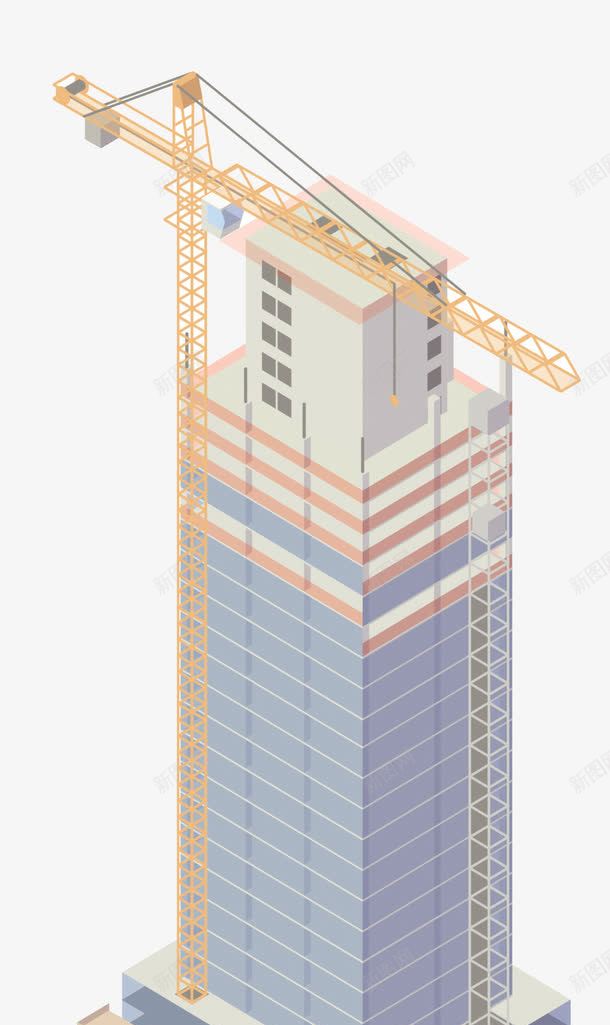 建筑工地施工png免抠素材_88icon https://88icon.com 吊臂机 建筑工地 施工 盖楼 盖楼房